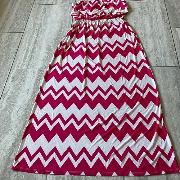 Celine | Dresses | Preloved Celine By Championred White In Zigzag  Designsummer Time Maxi Dress | Poshmark